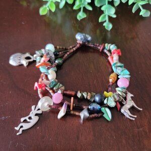 Multi Strand Native American Style Chip Bracelet Kokopelli Wedding Vase Turquois